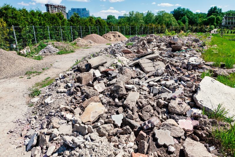 Pile of broken concrete and construction debris